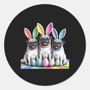 Sticker Rond Carlin Bunny Pals Pâques amusant! Chiens mignons V