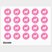 Sticker Rond Carlin chien Baby shower rose chiot fille (Feuille)