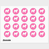 Sticker Rond Carlin chien Baby shower rose chiot fille (Feuille)