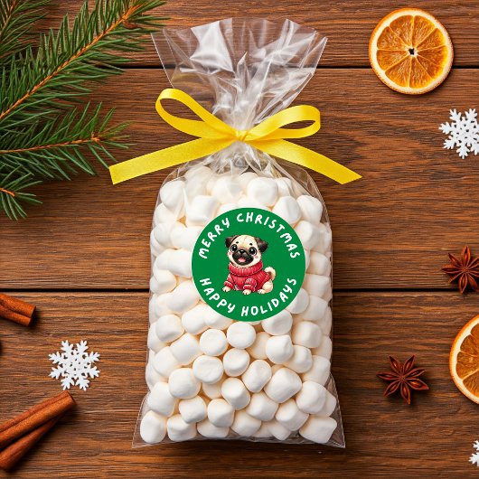 Sticker Rond Carlin Chien Noël Pour Cadeaux Présentations