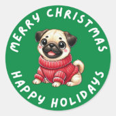 Sticker Rond Carlin Chien Noël Pour Cadeaux Présentations (Devant)
