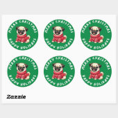 Sticker Rond Carlin Chien Noël Pour Cadeaux Présentations (Feuille)