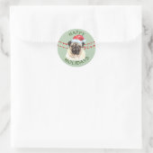 Sticker Rond Carlin Chien Santa Hat Joyeuses Fêtes (Sac)