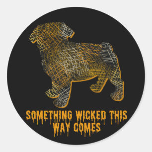 Sticker Rond Carlin Chien Silhouette Fun Halloween