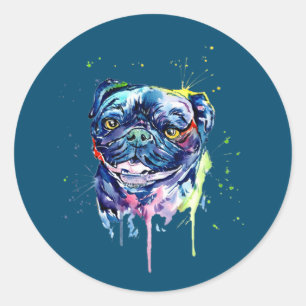 Sticker Rond Carlin coloré Amoureux des chiens Art