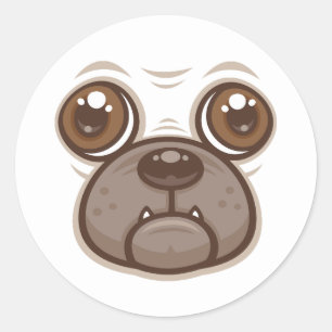 Sticker Rond Carlin de caricature Mug Chien Chien Chien Chien F