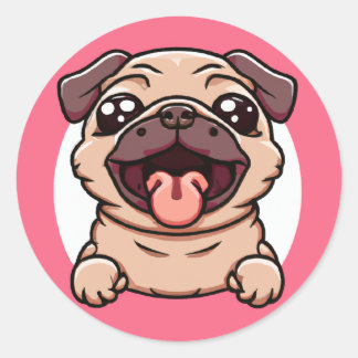 Sticker Rond Carlin De Chibi Mignonne Sorti À Travers Trou