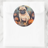 Sticker Rond Carlin d'Halloween avec la peur Citrouille (Sac)