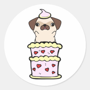 Sticker Rond Carlin drôle sautant d'un gâteau