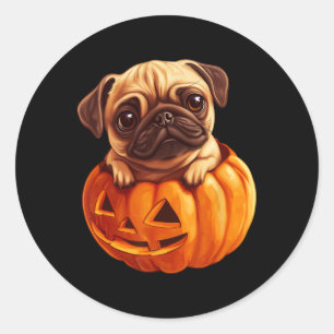 Sticker Rond Carlin En Citrouille Halloween Pugkin mignonne Car