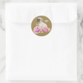 Sticker Rond Carlin et pivoines | Chien Art | Monogramme (Sac)