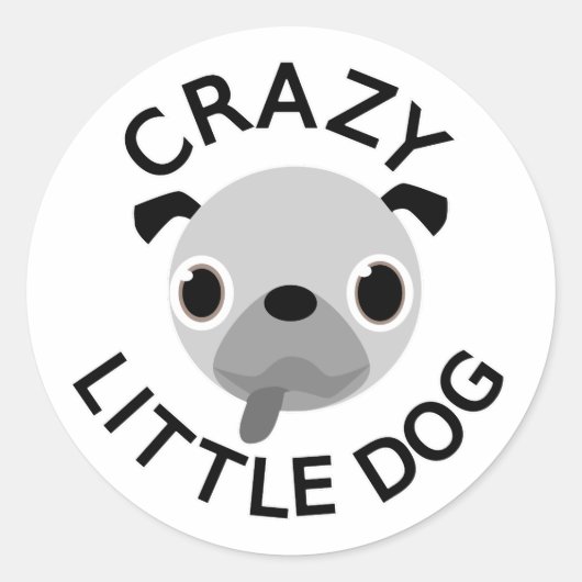 Sticker Rond Carlin fou petit chien (Devant)