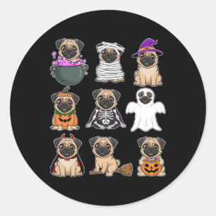 Sticker Rond Carlin Halloween Costume Éffrayant Fantôme Citroui