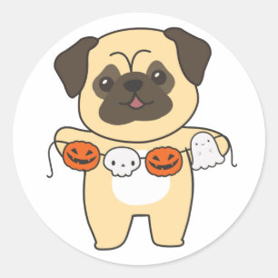 Sticker Rond Carlin Halloween Joyeux Costume de chien Classic R