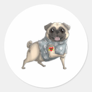 Sticker Rond Carlin I Love Maman Tattoo Chien Chemise Fantastiq