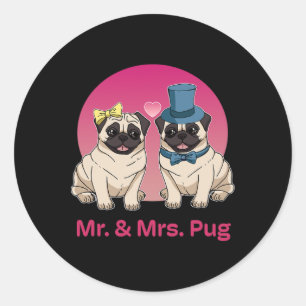 Sticker Rond Carlin Lover Mariage Jeune Mariée Groom M. Et Mme.