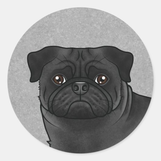 Sticker Rond Carlin noir visage gros-up dessin de dessin (Devant)