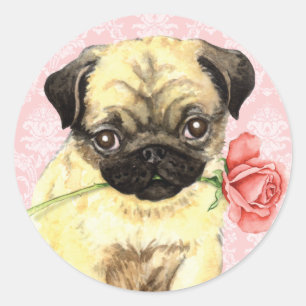 Sticker Rond Carlin rose de Valentine
