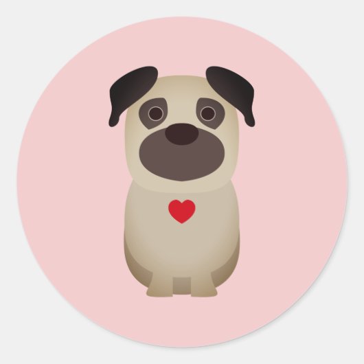 Sticker Rond Carlins & Baisers, Chien de Carlin Valentine, Sain (Devant)