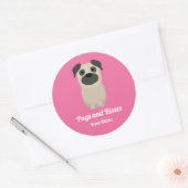 Sticker Rond Carlins et baisers, Carlin Chien Saint Valentin (Enveloppe)
