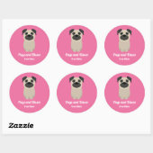 Sticker Rond Carlins et baisers, Carlin Chien Saint Valentin (Feuille)