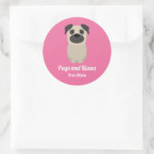 Sticker Rond Carlins et baisers, Carlin Chien Saint Valentin (Sac)