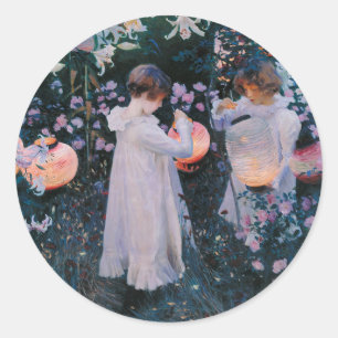 Sticker Rond Carnation Lily Lily Rose de John Singer Sargent