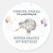 Sticker Rond Carnaval Circus Party Thème 1er anniversaire (Devant)