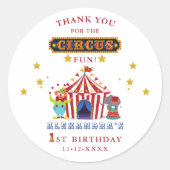 Sticker Rond Carnaval Cirque 1er anniversaire Merci (Devant)