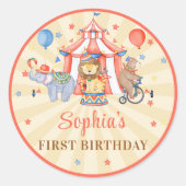 Sticker Rond Carnaval Cirque Spectacle & Animaux Anniversaire (Devant)