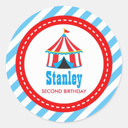 Sticker Rond Carnaval de cirque Baby shower d'anniversaire (Devant)