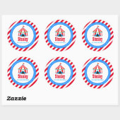 Sticker Rond Carnaval de cirque bleu rouge Baby shower d'annive (Feuille)