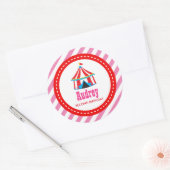 Sticker Rond Carnaval de cirque rose Baby shower d'anniversaire (Enveloppe)