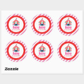 Sticker Rond Carnaval de cirque rose Baby shower d'anniversaire (Feuille)