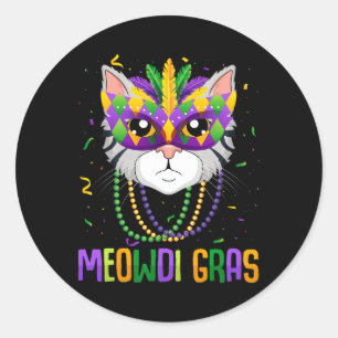 Sticker Rond Carnaval de Meowdi Gras Mardi Gras