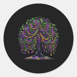 Sticker Rond Carnaval Mardi Gras Bead Tree New Orleans 2025 Pou