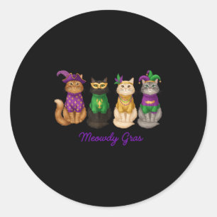 Sticker Rond Carnaval Mardi Gras Chat Meowdi Gras Cadeau Drôle