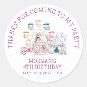 Sticker Rond Carnaval mignonne Anniversaire Budget Merci (Devant)