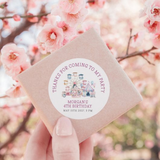 Sticker Rond Carnaval mignonne Anniversaire Budget Merci