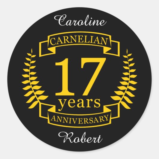 Sticker Rond Carnelian Gemstone mariage anniversaire 17 ans (Devant)