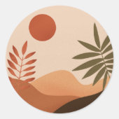 Sticker Rond Carnet Soleil du désert Boho (Devant)