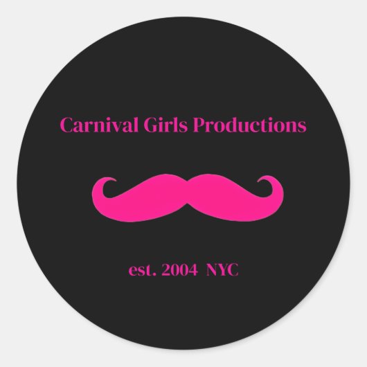 Sticker Rond Carnival Girls Productions Mustache (Devant)