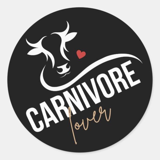 Sticker Rond Carnivore Lover noir élégant (Devant)