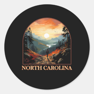 Sticker Rond Caroline du Nord Nc Randonnée Montagne Fierté de l