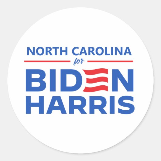 Sticker Rond Caroline du Nord pour Biden Harris (Devant)