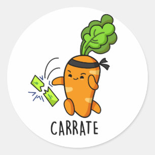 Sticker Rond Carotte drôle Carotte Karate Pun