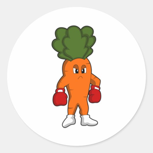 Sticker Rond Carotte en boîte avec gants de boxe (Devant)