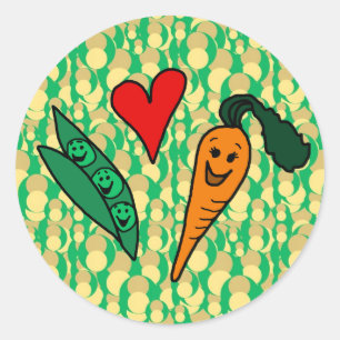 Sticker Rond Carottes d'amour de pois, conception verte et
