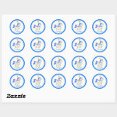 Sticker Rond Carousel Horse Blue Gold Stars (Feuille)