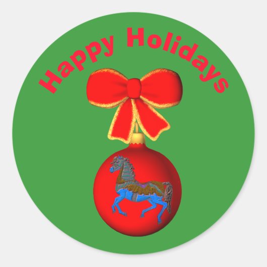 Sticker Rond Carousel Horse Ornement Noël (Devant)